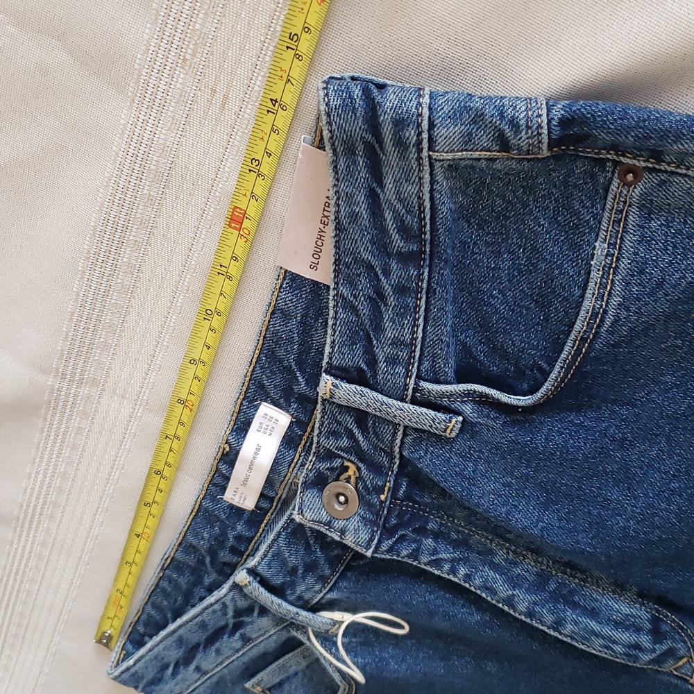 ZARA Trafaluc NEW Jeans Women's 6 Slouchy Ruched Extra Long NWT - Picture 3 of 16